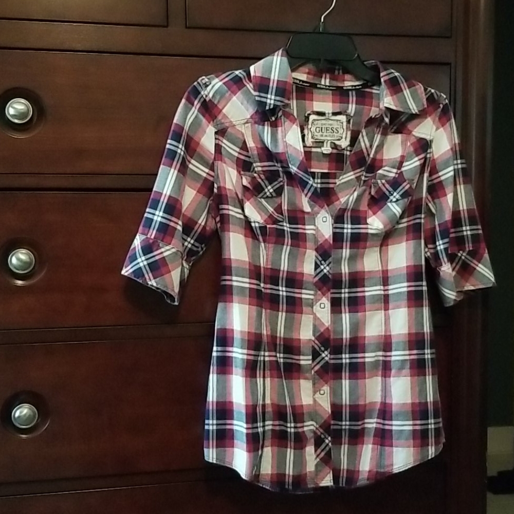 GUESS Snap up Plaid Shirt -